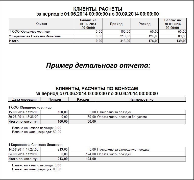 Внешний вид отчета.